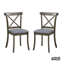 Hassch Dining Chairs Set of 2, Modern Farmhouse Kitchen Side Chairs with Crossed Back, Upholstered Seat, and Solid Rubber Wood Frame (Oak)