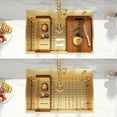 thumbnail image 3 of 33 inch Gold Workstation Drop-in Kitchen Sink, Single Bowl Polished Matte Gold Topmount 16 Gauge Stainless Steel Sink, 3 of 7
