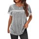 thumbnail image 4 of Gibobby Playera de Manga Corta con Cuello Redondo Verano moda damas camiseta cuello redondo encaje manga corta Casual Top(Gris,CH), 4 of 5