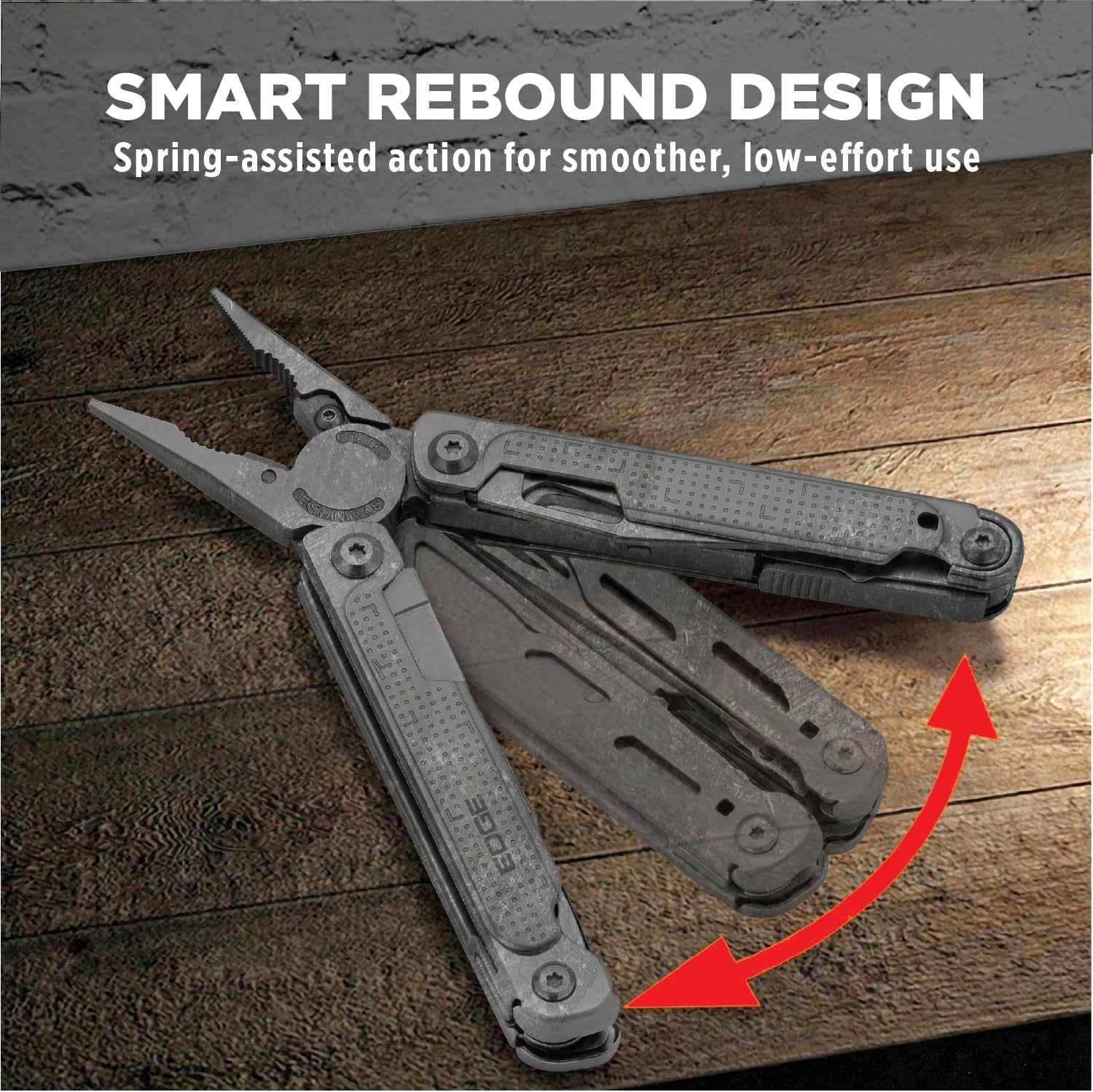 EDGE Multi-Tool Pliers 14-in-1 Stainless Steel Multitool with Knife, Saw, Scissors, Wire Cutter & Screwdriver Bits, Compact Folding Pocket Tool for Camping, Survival - Black
