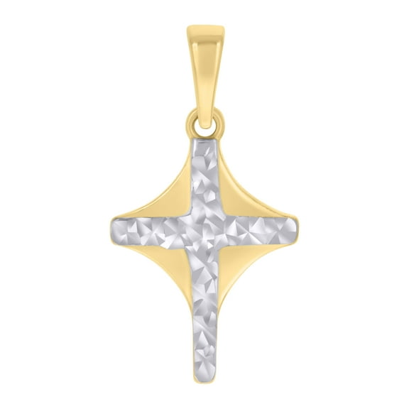 10kt Two-tone Gold Unisex Cross Religious Charm Pendant