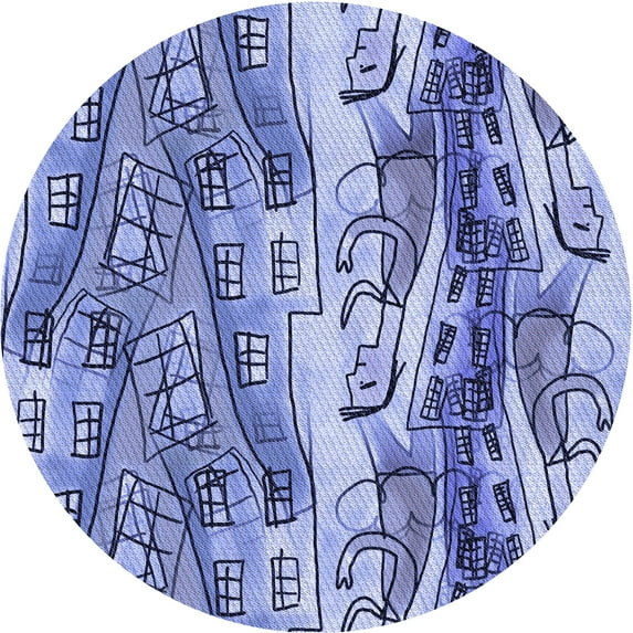 Ahgly Company Indoor Round Patterned Deep Periwinkle Purple Area Rugs, 5' Round