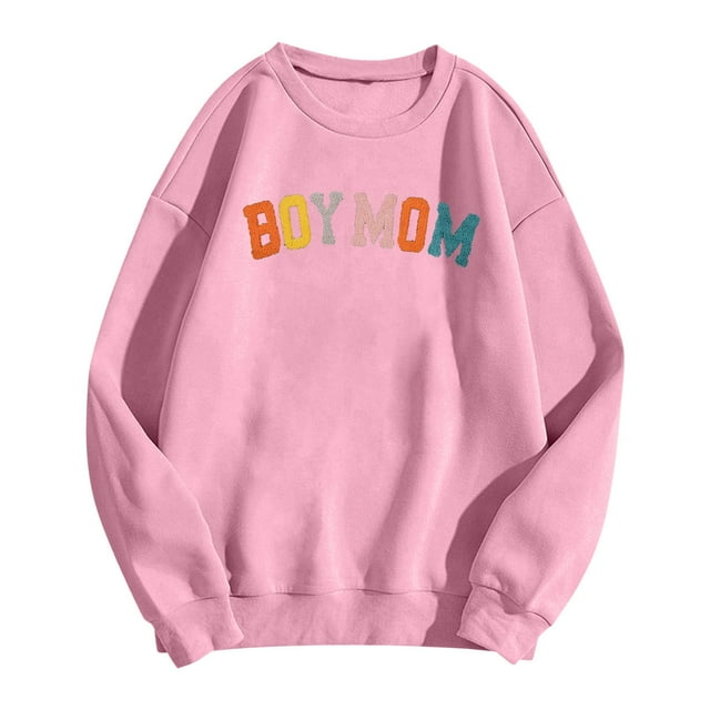 Fgnfyis Garçon Maman Chandail Femmes Maman Chandail Vie de Maman Chandail pour Maman Chandail à Capuchon Maman Mode Col Rond Chandail Chandails pour Femmes Rose G