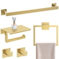thumbnail image 1 of Juego de accesorios de baño YACVCL en oro cepillado, 5 piezas, 1 of 7