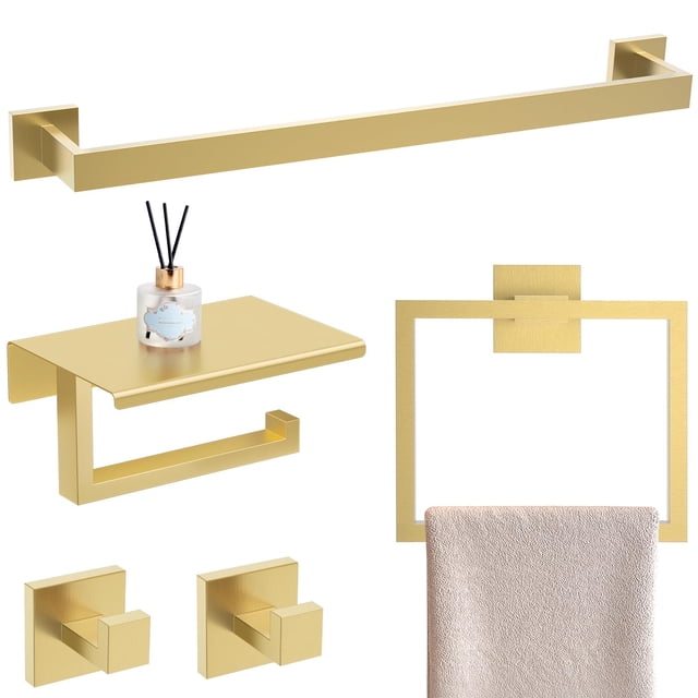 Juego de accesorios de baño YACVCL en oro cepillado, 5 piezas