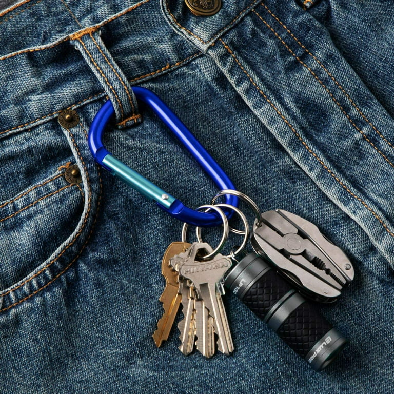 Aeibun 6/12 Pack Carabiner Clip Keychain 3 inches - D Ring Aluminum  Caribiniers Hook Key Clips for Belt Loop, Water Bottle, Backpack, Flag, Dog  Lesh