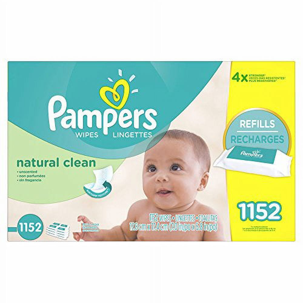 Pampers Baby Wipes Natural Clean (Unscented) (18 Refills, 1152