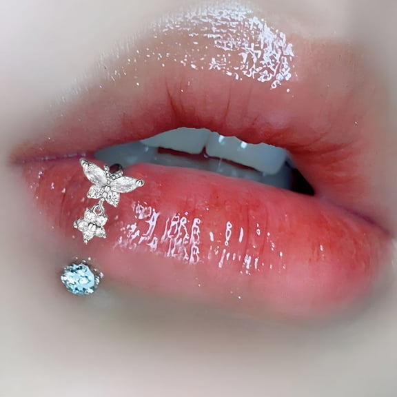 DESIGNICE Stainless Steel Lip Ring Butterfly Star Bat Piercings Nose Rings Earrings Heart Vertical Labret Piercing Body Jewelry