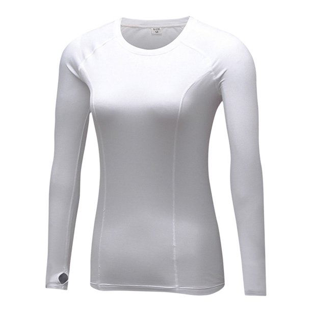 Jumpingount Camiseta con cuello redondo, ropa interior térmica básica, camiseta de manga larga de secado rápido, ropa térmica agradable para la piel, Prendas para la parte del cuerpo Blanco XXL Jumpingount AP013225-05