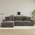 thumbnail image 4 of UIXE 118" Modular Sectional Sofa for Living Room, Modern Faux Fur Comfy L Shaped Couch, 3-Seat, Light Brown, Left Facing Chaise, 4 of 8