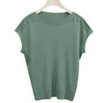thumbnail image 4 of Timegard Hauts pour Femmes Manches Courtes Décontracté Ample Confortable Tricoté Haut Couleur Unie Col Rond Respirant Tee, 4 of 4