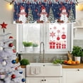 thumbnail image 5 of Navy Blue Christmas Curtain Valances for Windows, Kitchen Valance Window Treatments Panel 2 Pack, Snowman Xmas Balls Pine Needle Tree Rod Pocket Short Curtains for Bathroom Bedroom 60 x 18 Inch, 5 of 8