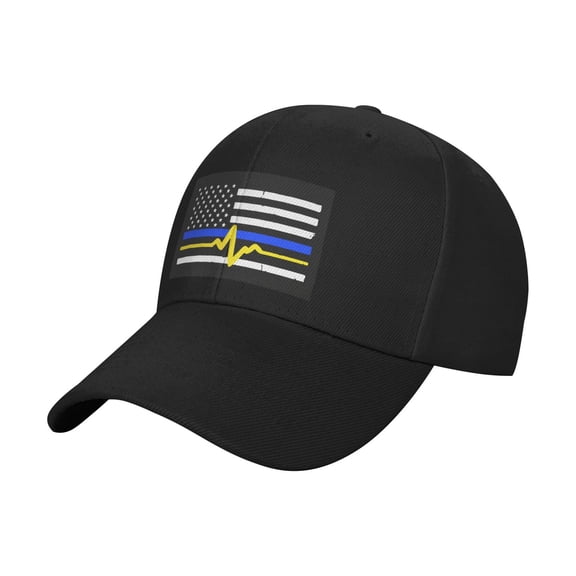 911 Dispatcher - Thin Blue Gold Line Flag Sandwich Cap Unisex Adjustable Adult Baseball Caps Casquette Hats Flat Cap