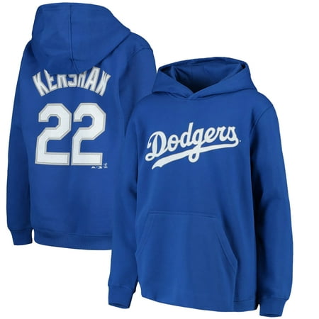 Clayton Kershaw Los Angeles Dodgers Majestic Youth Player Name & Number Pullover Hoodie -