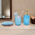 thumbnail image 4 of Conjuntos Únicos de Accesorios de Baño Reutilizables de Rayas Verticales Kit de Vidrio Azul, 4 of 4