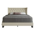 thumbnail image 3 of Home Design Homer King Button-Tufted Wingback Upholstered Panel Bed Frame with Nailhead Trim design for Adult, Beige, Easy Assembly, 3 of 7