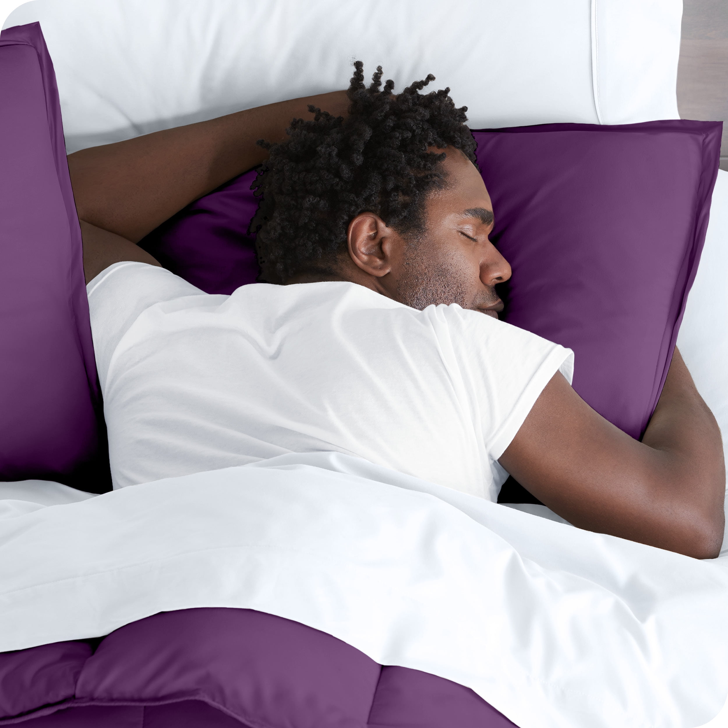 Bare Home Microfiber Duvet Cover & Sham Set, King, Plum, 3-Pieces