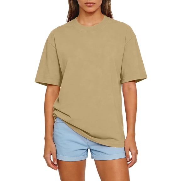Unisex Color Casual Fashion Top Short Sleeved T-shirt Brown XL