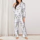 thumbnail image 2 of Balery Lavender Flowers Conjunto de Pijama con Estampado para Mujer, Conjunto de Dos Piezas con Manga Larga, Ropa de Dormir Suave con Bolsillos, Pijamas Cómodos-XX-Large, 2 of 7