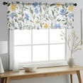 thumbnail image 2 of Blue Yellow Floral Spring Valance Curtains for Kitchen/Living Room/Bathroom/Bedroom Window,Rod Pocket Small Topper Half Short Window Curtains Voile Sheer Scarf,Summer Botanical Pastoral Green 60"x18", 2 of 8