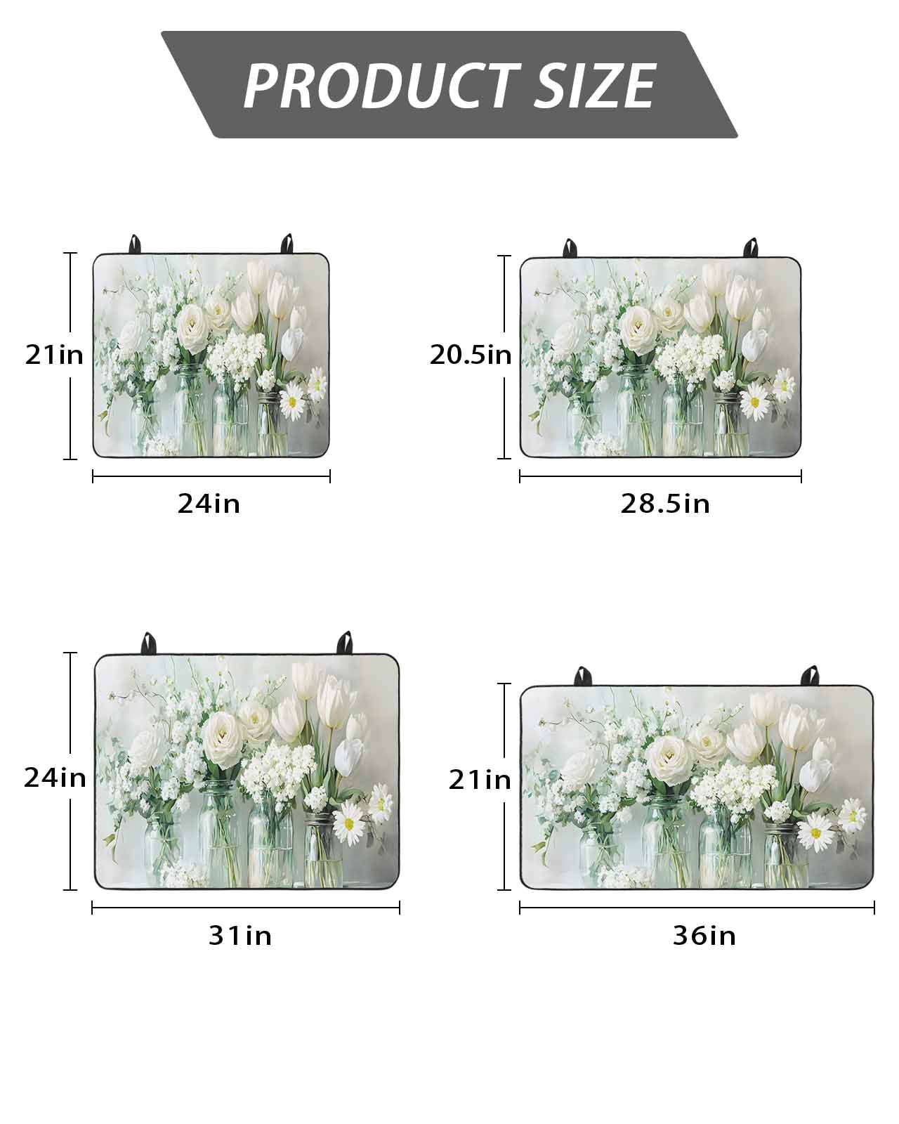 Stove Top Covers for Electric Stove 36x21 Inches, Daisies Flowers Heat Insulation Fireproof Glass Cooktop Protector, Vintage Watercolor Bottle Floral Countertop Stovetop Cover for Kitchen