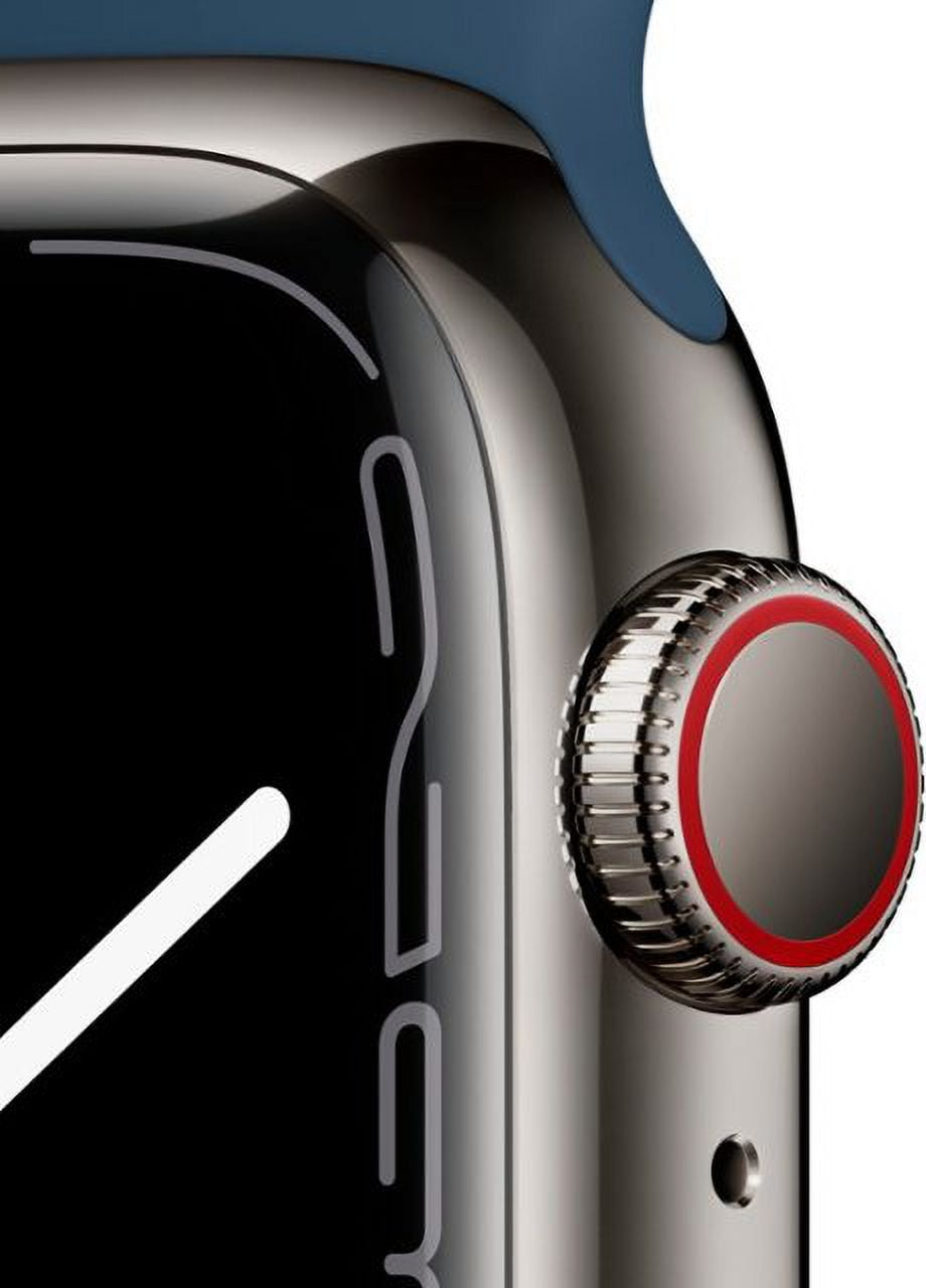 Restored Apple Watch Series 7 (GPS+Cellular, 41mm) - Stainless Steel Case - Graphite Sport Band (Refurbished)