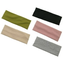 WASHWEPE 5Pcs Girls Sports Headbands Beige Cotton for Hair Fixing and Fitness Activities