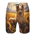 thumbnail image 3 of Balery Pastoral Sunflower Corgi Traje de Baño Estilo Hawaiano para Hombre, Shorts de Secado Rápido con Bolsillos-Small, 3 of 6
