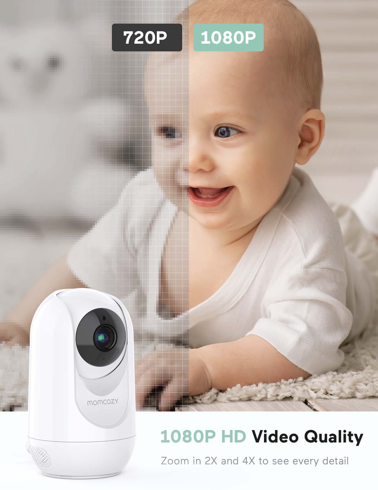 Momcozy Video Baby Monitor, 5'' Display, 1080P HD, Infrared Night Vision, Long Range, 2-Way Talk