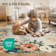 thumbnail image 4 of ODIKA 9'x12' Washable Area Rug Vintage Distressed Boho Lattice Trellis Borders Border Scrolls for Master Suite, California King, Under Bed, Non-Shedding, Easy Care, 4 of 7