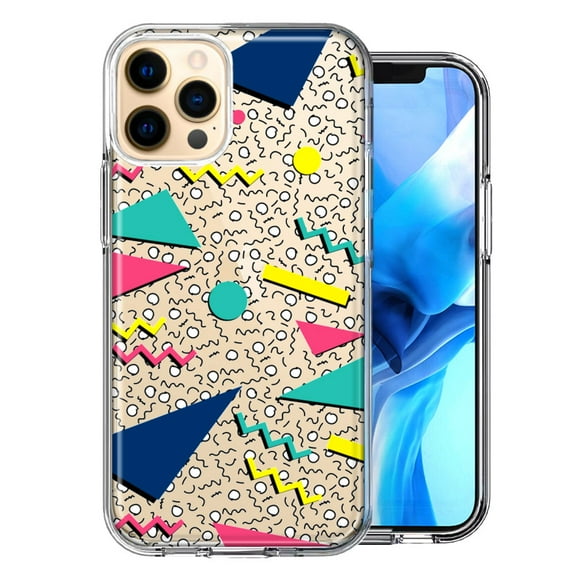 MUNDAZE for Apple iPhone 12 Pro 90's Swag Shapes Design Double Layer Phone Case Cover