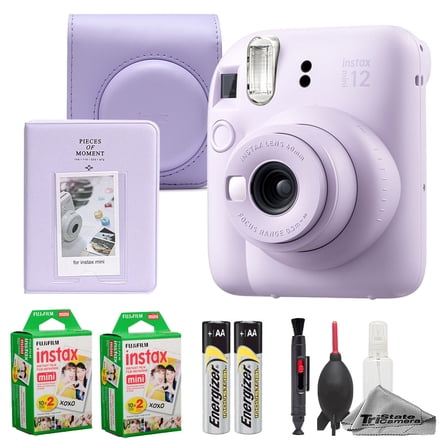 Fujifilm Instax Mini 12 Camera (Lilac Purple)   Case   Instax Mini Instant Film (40 Sheets)   Cleaning Kit   Mini Photo Album