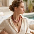 thumbnail image 4 of PISONIC Multi-Color Gradient Resin Beaded Choker Necklace for Women, 18K Gold Plated Stainless Steel OT Toggle Clasp Pendant Collarbone Jewelry, Niche Luxury Vacation Statement Necklaces, 4 of 7