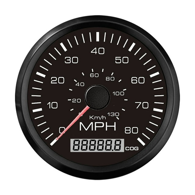 Universal 35 MPH 60 MPH 80 MPH GPS Compteur de Vitesse Direction Numérique 85mm Style Britannique Rétroéclairage Rouge Jaune pour Voiture Bateau, Compatibilité Universelle