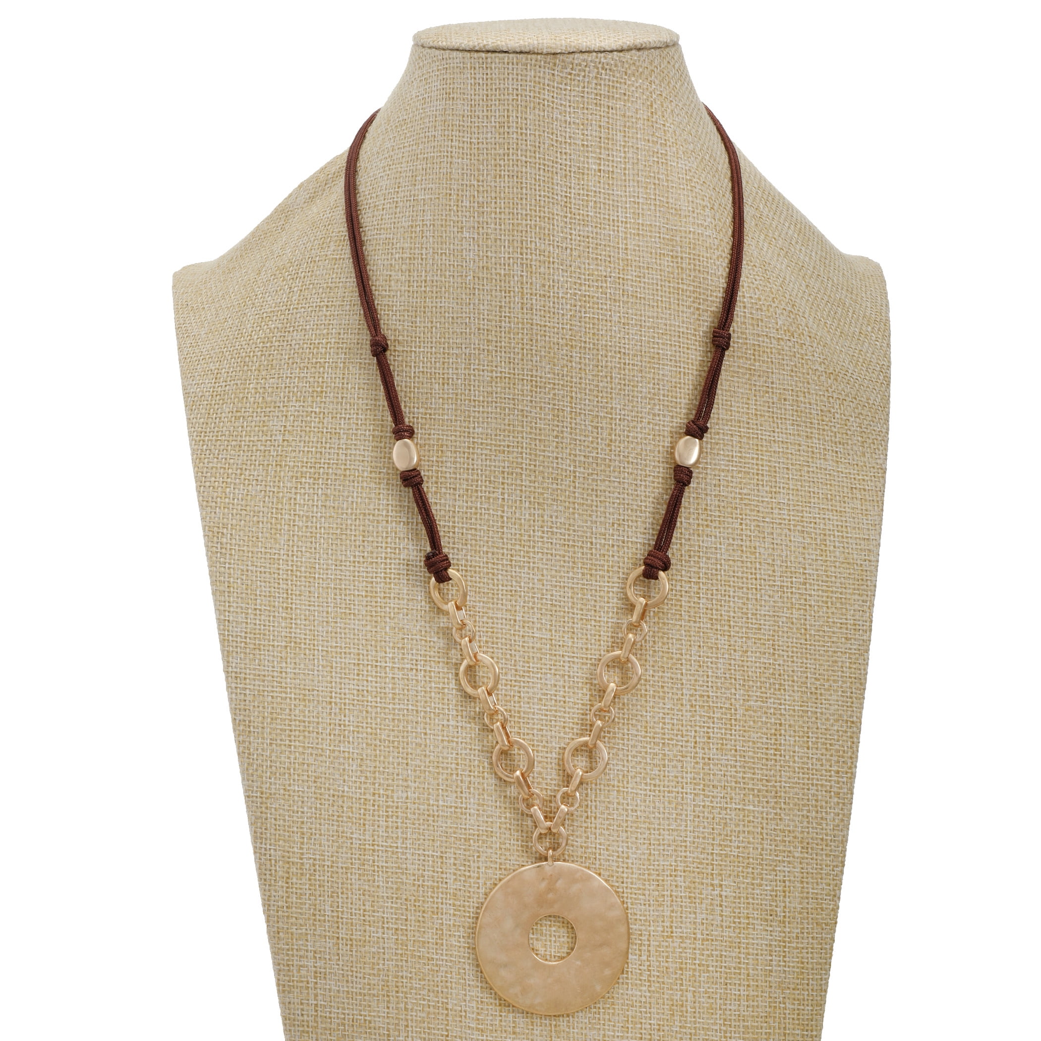Bella Uno Women's Disc Pendant Necklace in Recycled Metal