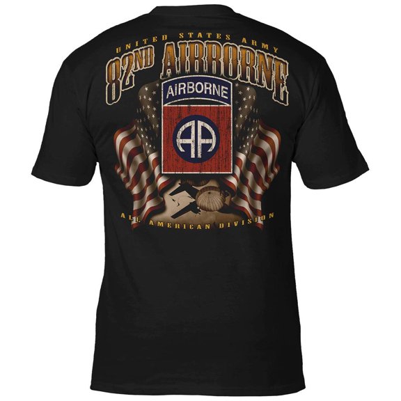7.62 Design Army 82nd AB Flags All Americans Black Men's T-Shirt Large