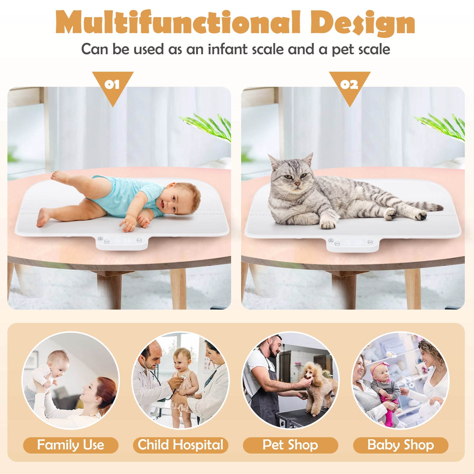 Infans Baby Pet Scale with Tape Digital Weighing Scale W/ Smart APP Control