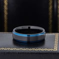 thumbnail image 4 of Jewelry Avalanche 2-tone Black & Blue Tungsten Carbide Wedding Band Mens Womens Stepped Edge, 6mm, Comfort Fit Ring size 11, 4 of 5
