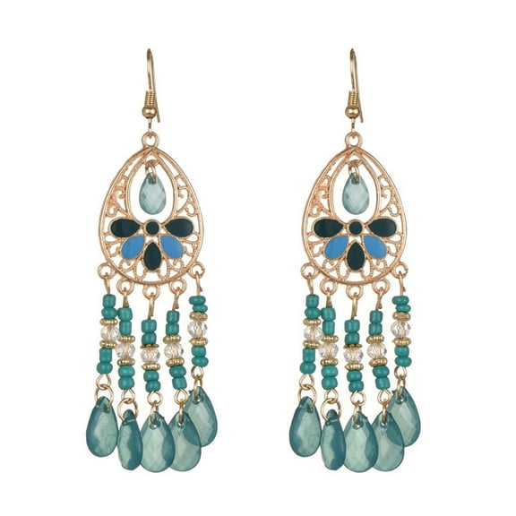 Elegant Water Drop Beaded Long Earrings – Unique Statement Jewelry