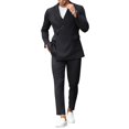 thumbnail image 5 of LEKWK Black Suits for Men Cropped Double Breasted 2 Piece Suit Slim Fit Blazer and Trousers Set Buttons Formal Business Tuxedo Jackets Party Wedding Evening Outfits, 5 of 5