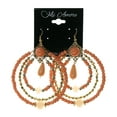thumbnail image 2 of Gold-Tone & Peach Colored Metal Dangle-Earrings With Bead Accents #LQE2478, 2 of 2