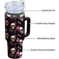 thumbnail image 4 of Skull Tumbler with Handle and Straw,40 oz Skeleton Rose Butterfly Stainless Steel Insulated Cup with Lid and Straw,Goth Travel Coffee Mug Water Bottle,Birthday Halloween Mothers Day Gifts for Women, 4 of 7