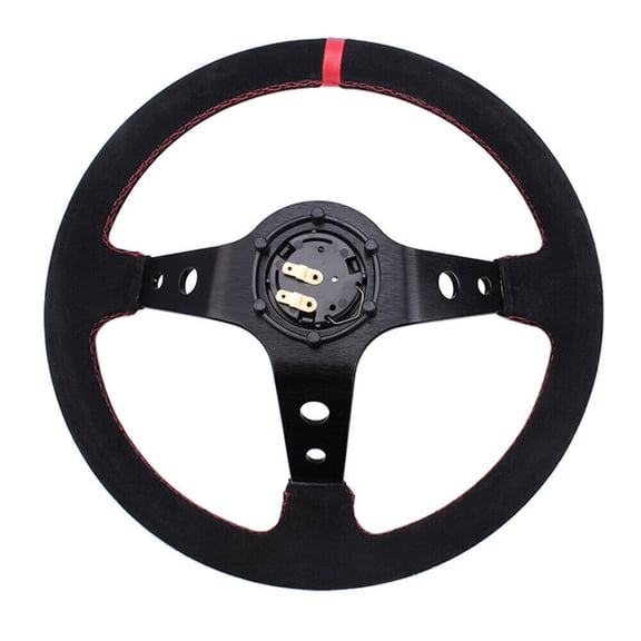 YIUIY 14"350mm Racing Suede Leather Steering Wheel With Horn Button Quick Release Kit