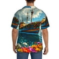 thumbnail image 3 of Sikiie Floral Ship On Ocean Men's Cuban Shirt, Hawaiian Shirts, Business Casual Button Down Shirts, Short Sleeve Shirt-Medium, 3 of 5