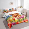 thumbnail image 3 of Homewish Kawaii Cow Kids Bedding Comforter Set 7 Pieces, Cartoon Colorful Tulip Full Bedding Set, Funny Farmhouse Animal Reversible Fitted Sheet Flat Sheet, Ultra Soft Bedroom Decor, 3 of 7