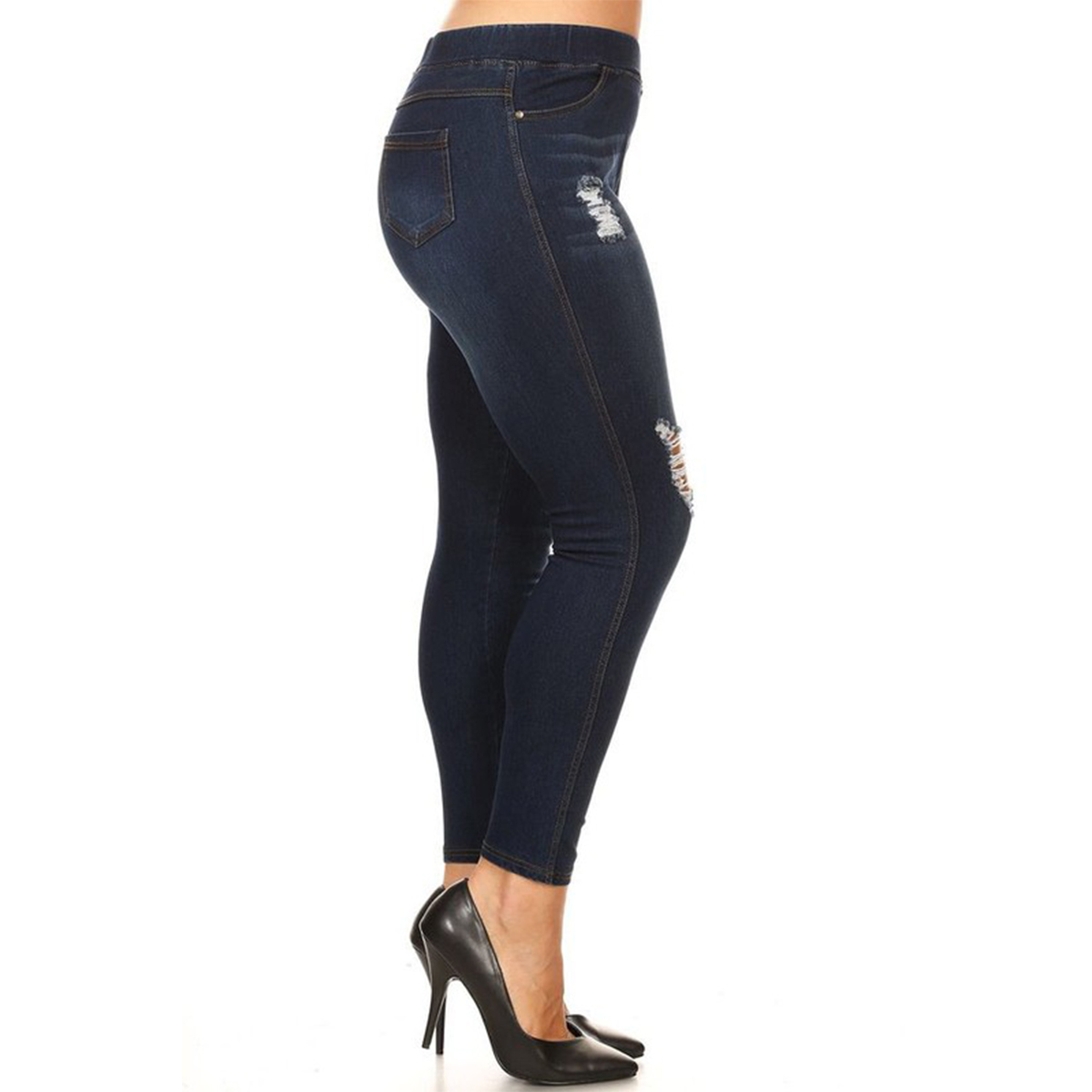 LAVRA Women's True Plus Size Jegging High Waist Jeans Full Length Denim Leggings with Pockets - image 4 of 4