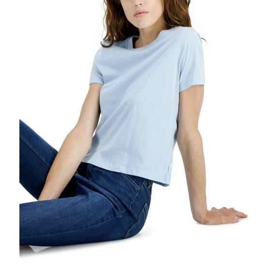 Calvin Klein Jeans Women's Crewneck Boxy T-Shirt Blue Petite Size PXS