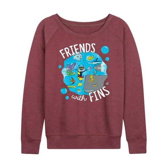 Pete The Cat - Friends With Fins - Women's Lightweight French Terry Long Sleeve Shirt