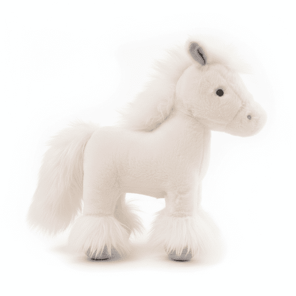 25cm White Pony Plush Toy, Soft Stuffed Horse with Fluffy Mane & Tail, Cute Cuddly Plushie for Kids, Nursery Decor, Birthday Gift, Collectible Animal Doll