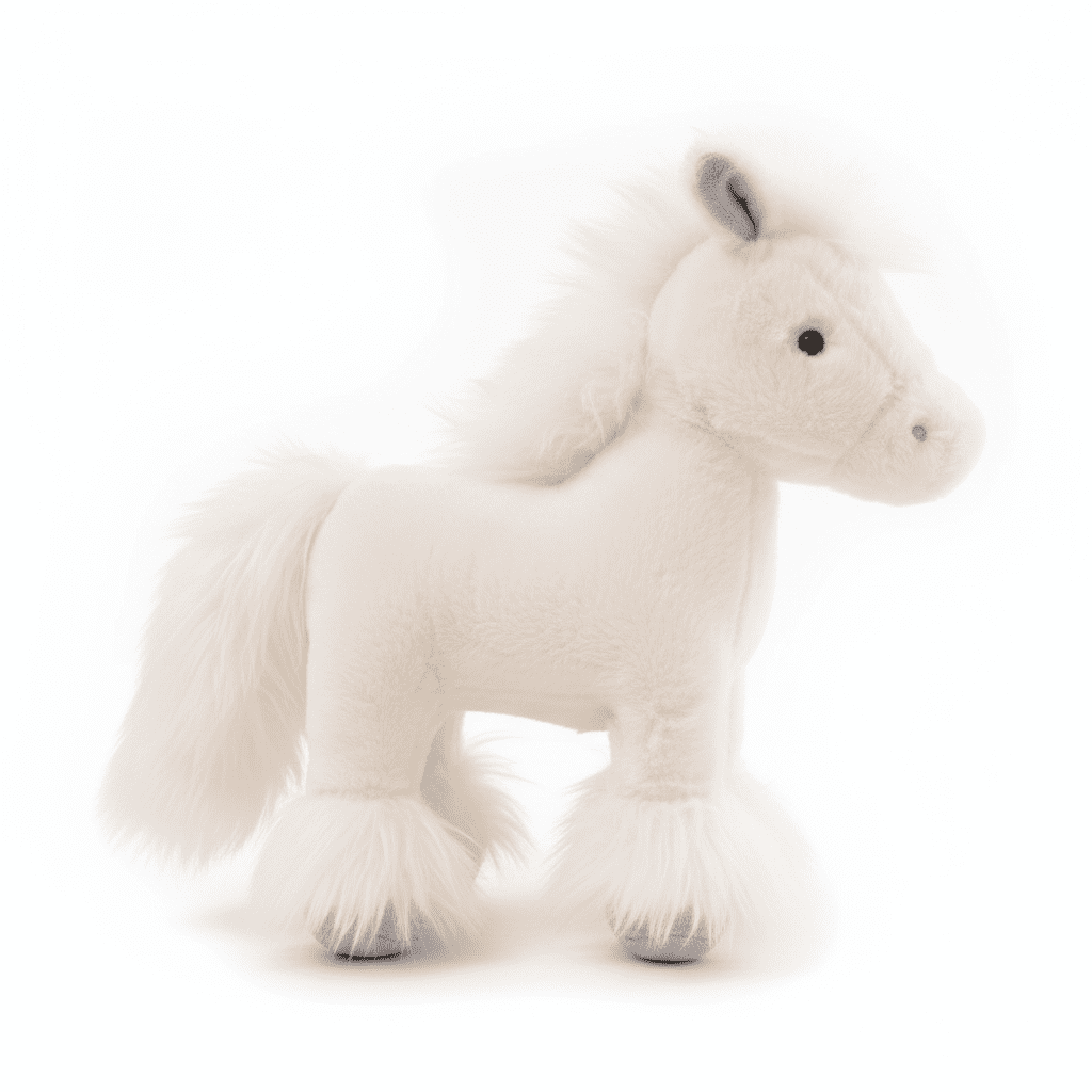 25cm White Pony Plush Toy, Soft Stuffed Horse with Fluffy Mane & Tail, Cute Cuddly Plushie for Kids, Nursery Decor, Birthday Gift, Collectible Animal Doll